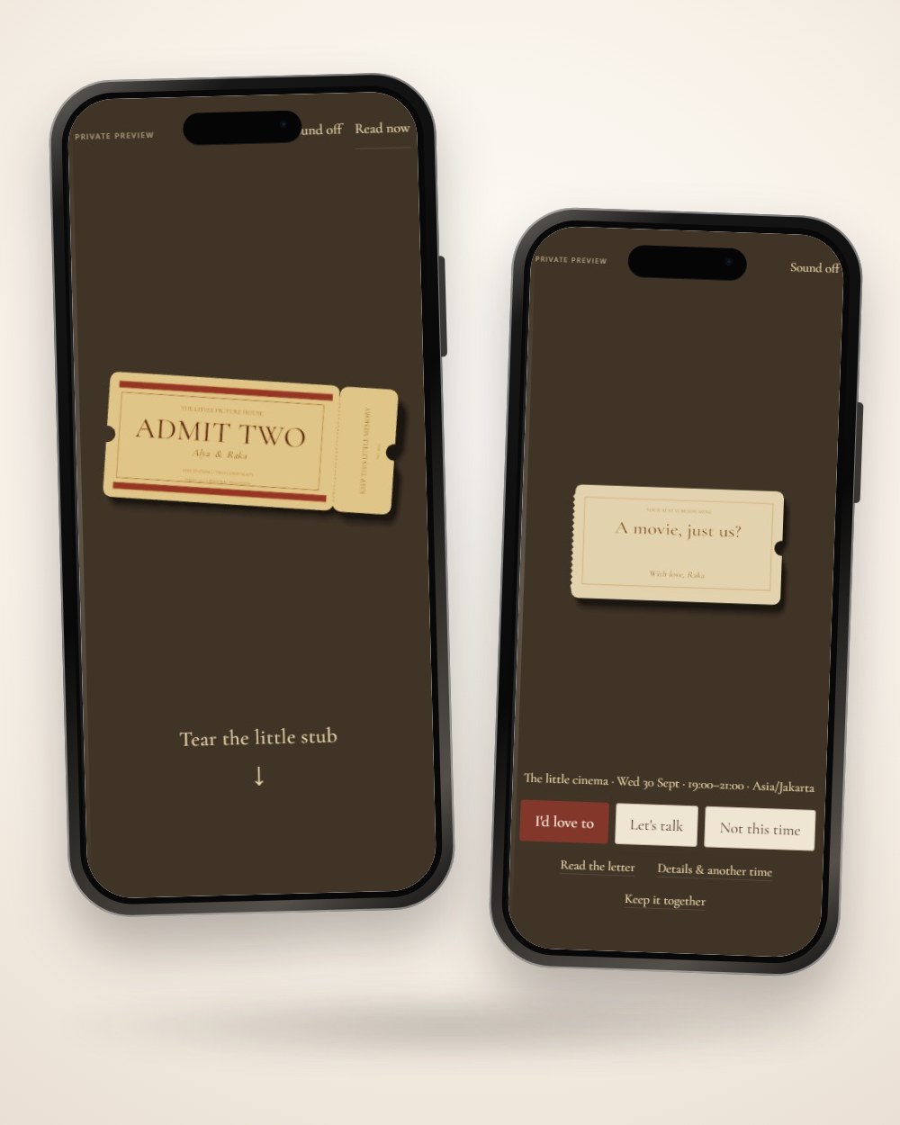 Admit Two — Date Invitation